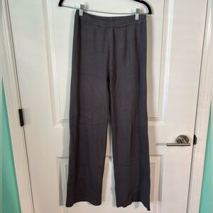 Meshki Ribbed Grey High Waisted Wide Leg Pant